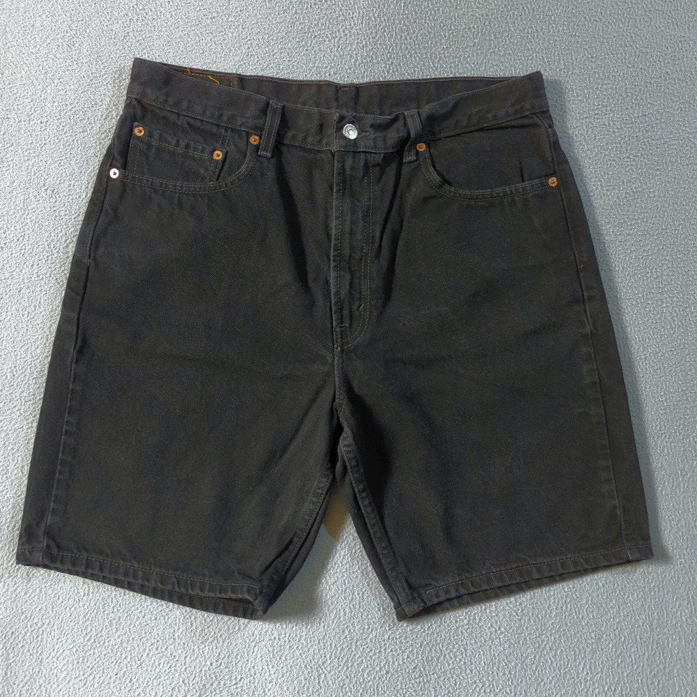 Levis 505 Regular Fit Denim Shorts Mens 36 Black Cotton Jean Shorts VTG Y2k